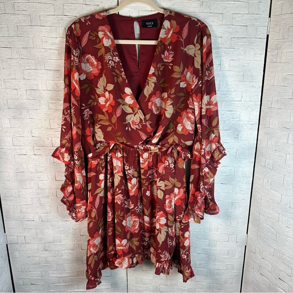 Vici What A Feeling Bell Sleeve Floral wrap Dress v-neck festival‎ Bohemian - Picture 3 of 14